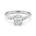 Viviette - Anel de noivado em moissanite de talhe oval com pedras secundárias navette