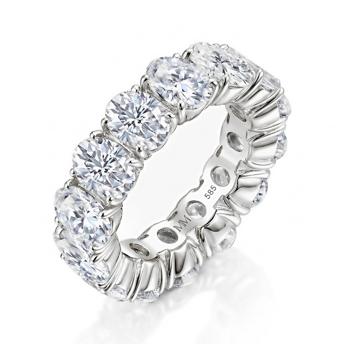 Daphne - Anel de memória completa em moissanite de talhe oval