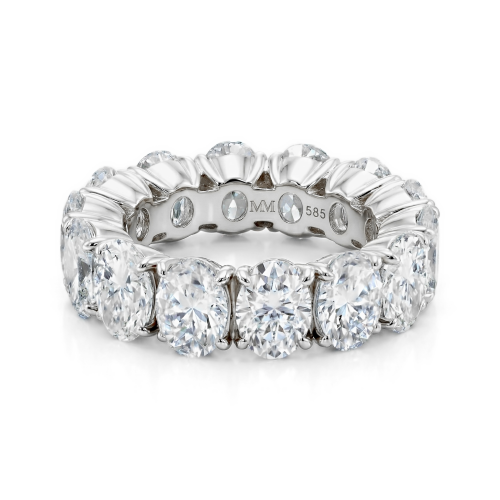 Daphne - Anel de memória completa com moissanite de talhe oval