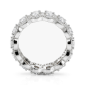Opaline - Anel de eternidade em moissanite de talhe oval com halo recortado em pavé
