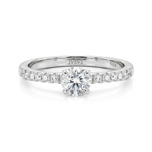 Finesse - Anel de noivado em moissanite com pedras laterais