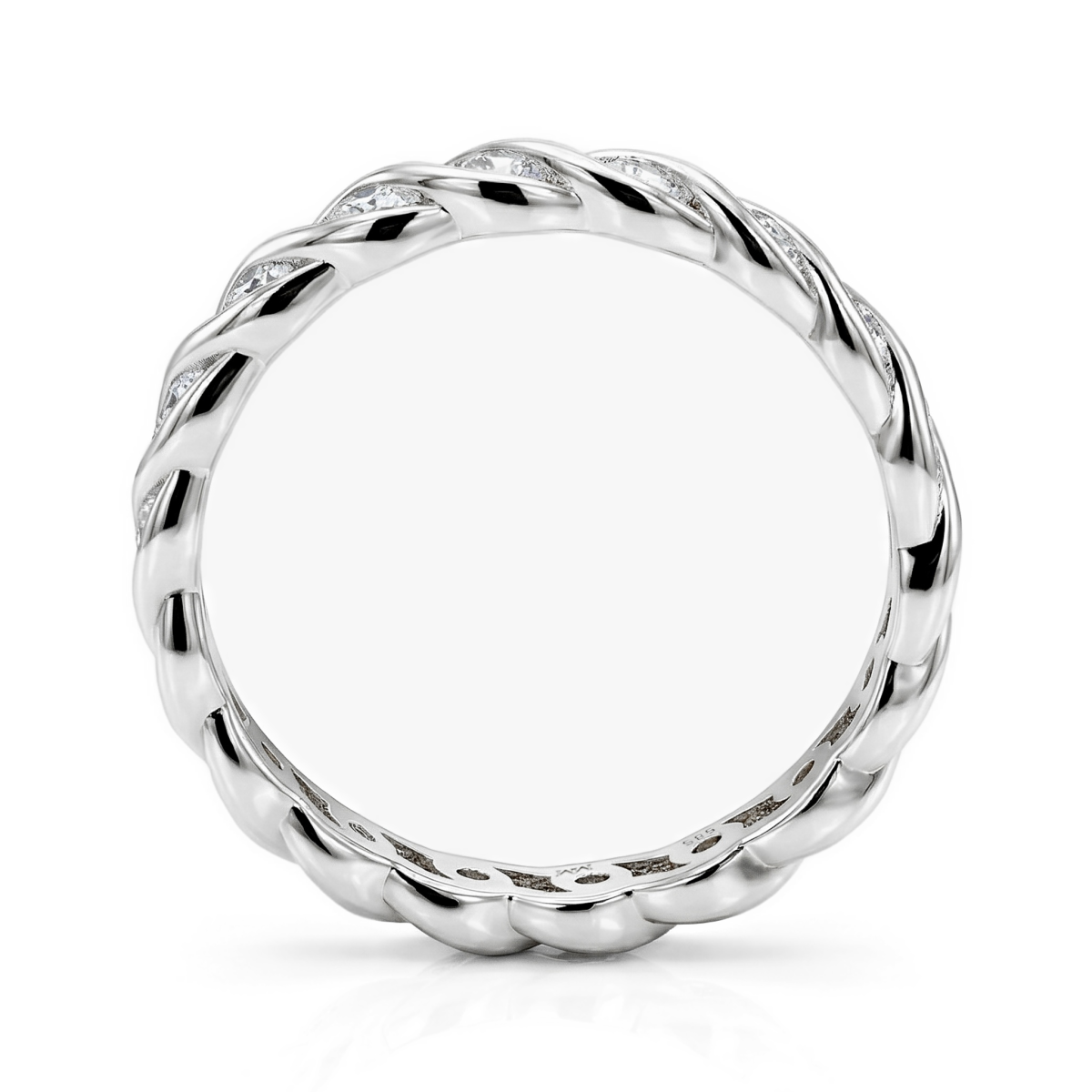 Celestine - Anel de eternidade torcido de moissanite com cravação em virola
