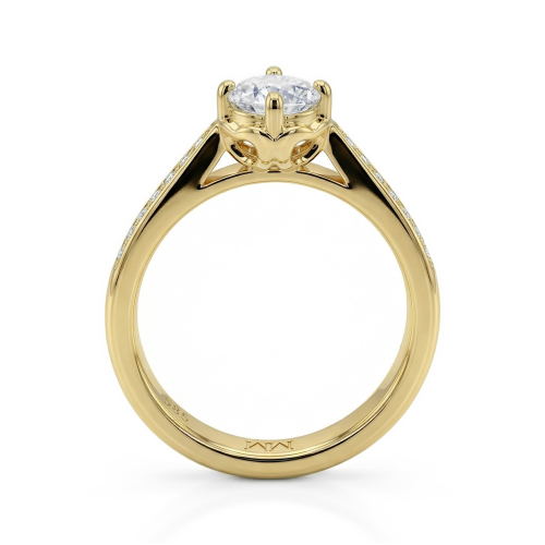 Celeste - Anel de noivado em moissanite com pedras laterais em pavé