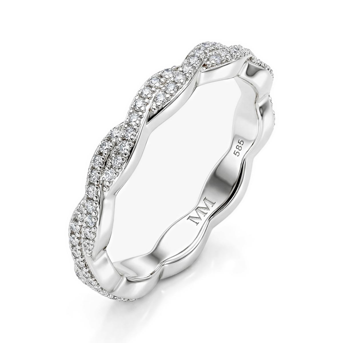 Seraph - Anel de eternidade em moissanite com design pavé entrelaçado