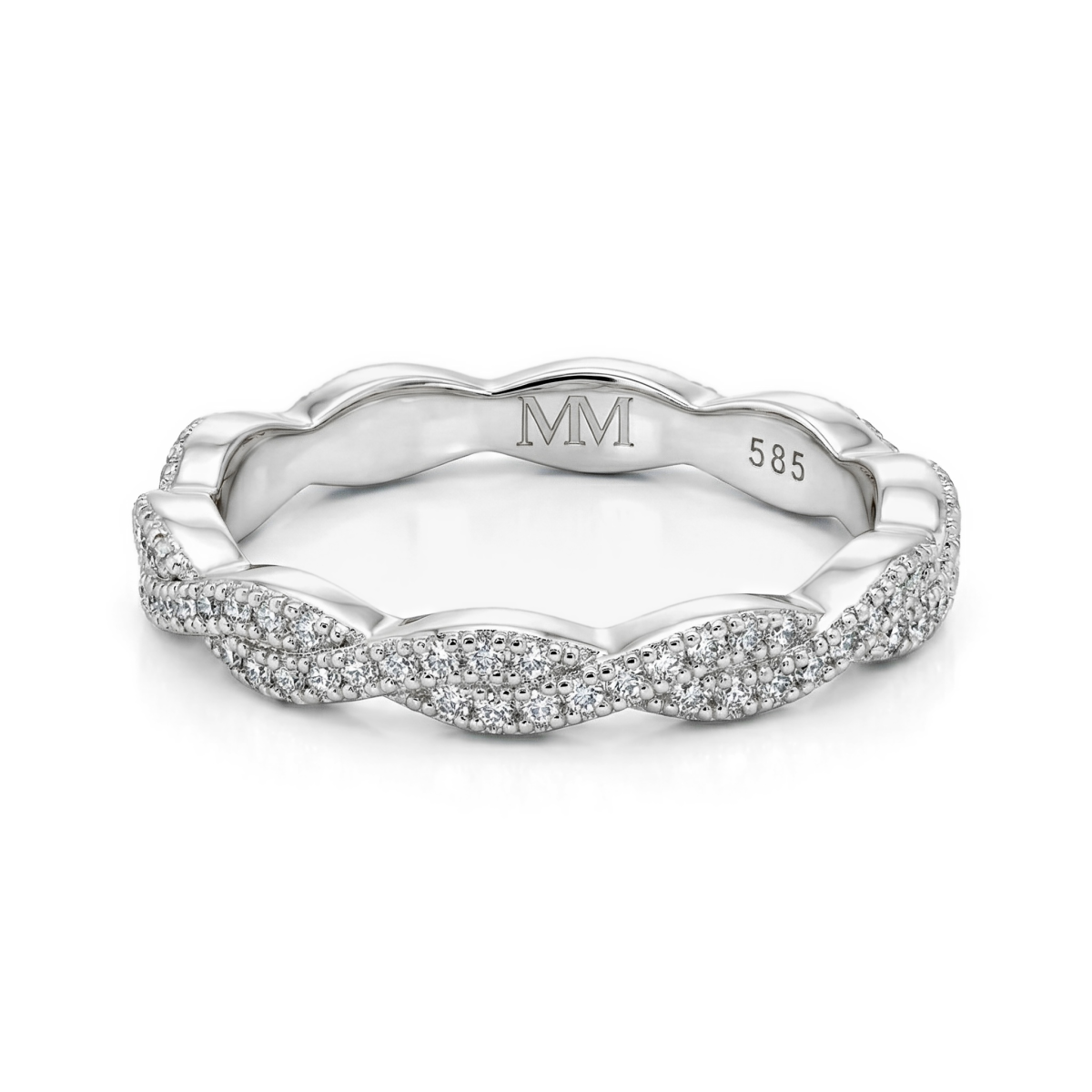Seraph - Anel de eternidade em moissanite com design pavé entrelaçado