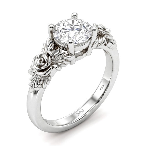 Roselle - Anel de noivado floral com moissanite com cravação em pavé