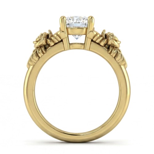 Roselle - Anel de noivado floral com moissanite com cravação em pavé