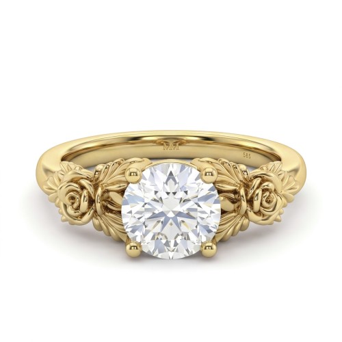 Roselle - Anel de noivado floral com moissanite com cravação em pavé