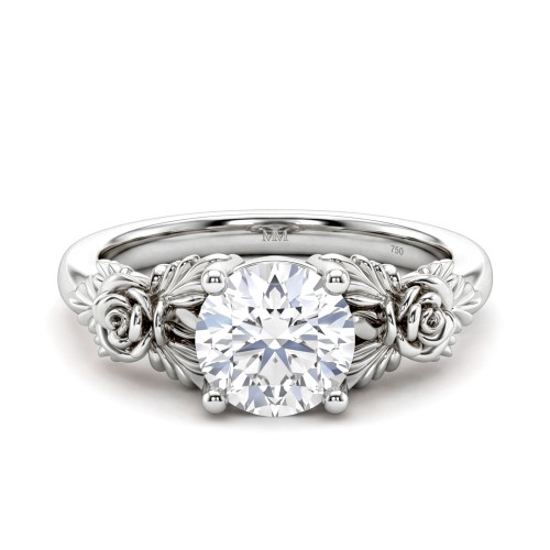 Roselle - Anel de noivado floral com moissanite com cravação em pavé