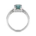 Verdisia - Anel de noivado vintage floral com moissanite verde de talhe esmeralda