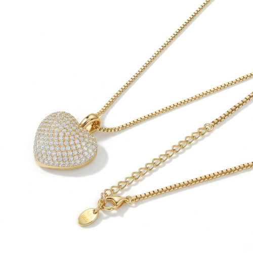 Serenade - Pendente em forma de coração em moissanite com pavé