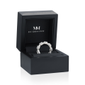 Allegra - Anel de eternidade com moissanite com halo e pedras secundárias
