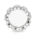 Allegra - Anel de eternidade com moissanite com halo e pedras secundárias