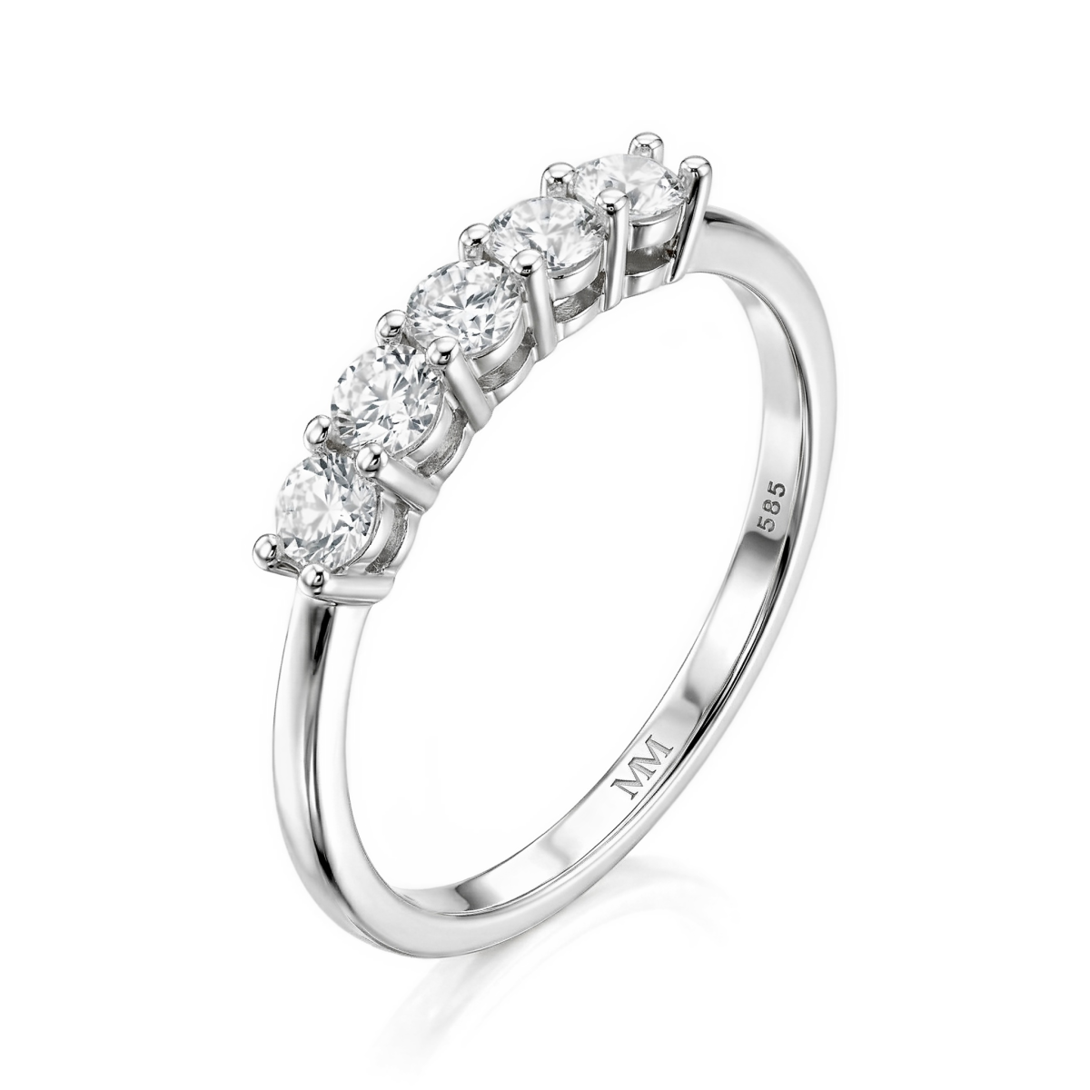 Quintella - Anel de aniversário em moissanite com 5 pedras