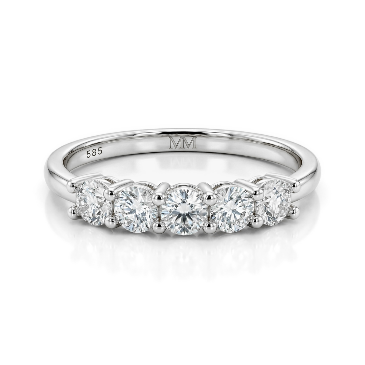 Quintella - Anel de aniversário em moissanite com 5 pedras