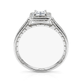 Paragone - Anel de noivado em moissanite de talhe princesa com halo e aro texturado
