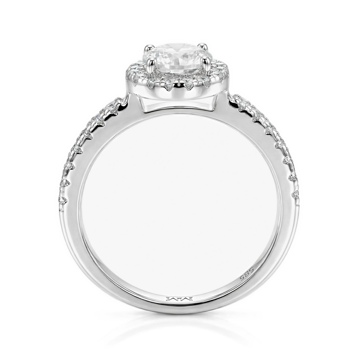 Dynara - Anel de noivado em moissanite com halo e aro em pavé