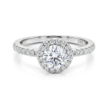 Dynara - Anel de noivado em moissanite com halo e aro em pavé