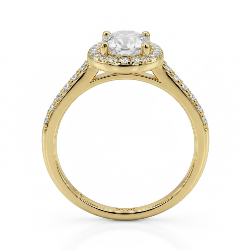 Orletta - Anel de noivado em moissanite oval com halo e aro em pavé
