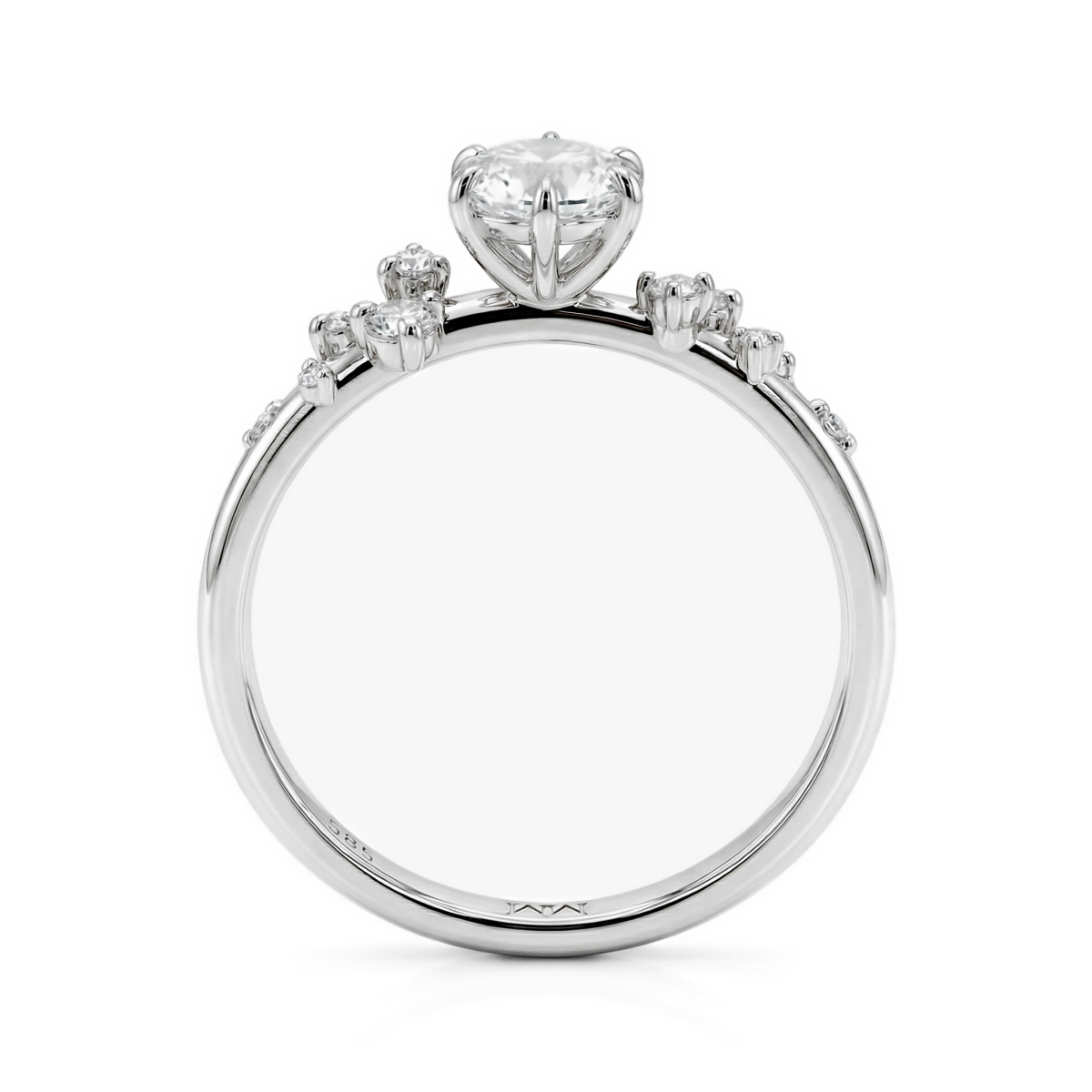 Aurora - Anel em moissanite com pedras laterais minimalistas