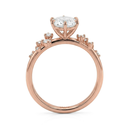 Aurora - Anel em moissanite com pedras laterais minimalistas
