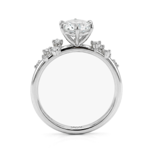 Aurora - Anel em moissanite com pedras laterais minimalistas