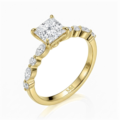 Ava - Anel de moissanite com talhe princesa