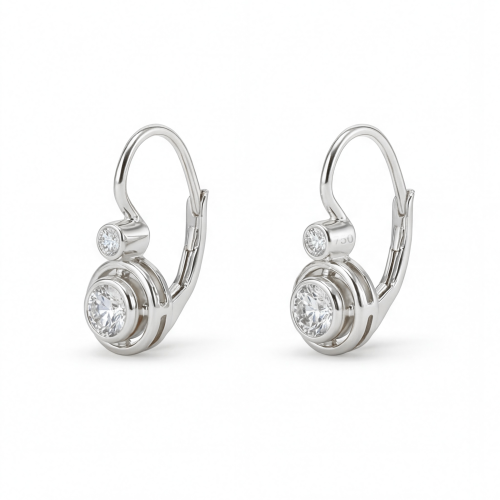Lunar - Brincos em moissanite com fecho de alavanca
