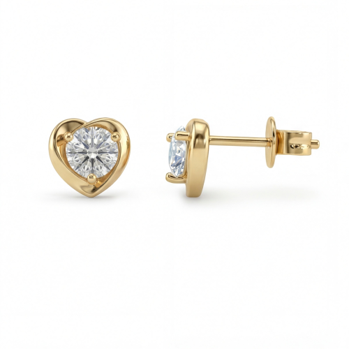 Luster – Brincos de espigão com moissanite em forma de coração