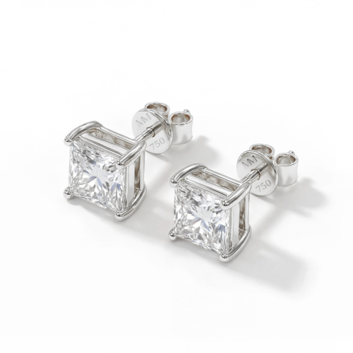 Orion – Brincos de espigão em moissanite com talhe princesa