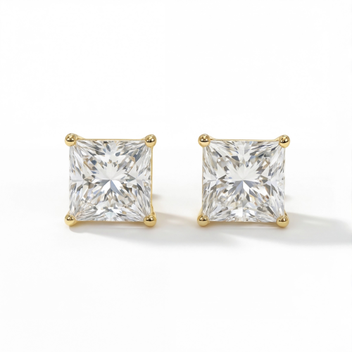 Orion – Brincos de espigão em moissanite com talhe princesa