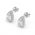 Halo Pears - Brincos de espigão com moissanite em forma de pera e halo