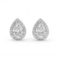 Halo Pears - Brincos de espigão com moissanite em forma de pera e halo