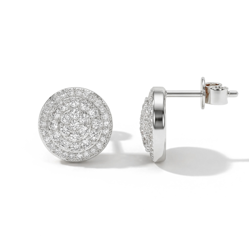 Round Clusters - Brincos de espigão em moissanite com cravação em pavé