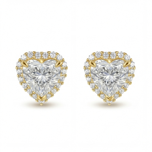 Belleza - Brincos em moissanite em forma de coração com cravação em halo