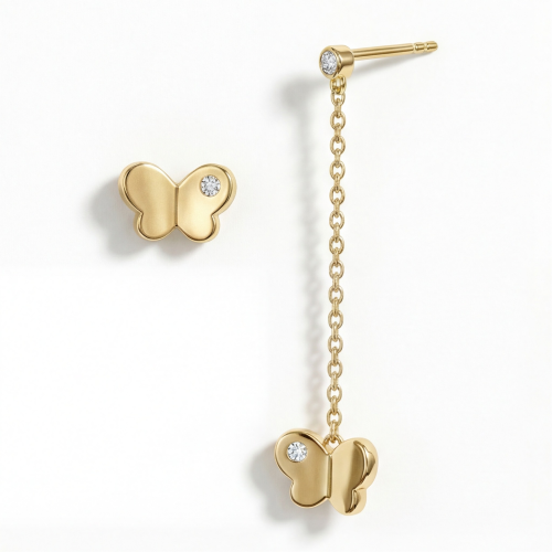 Butterfly Drops - Brincos pendentes com moissanite