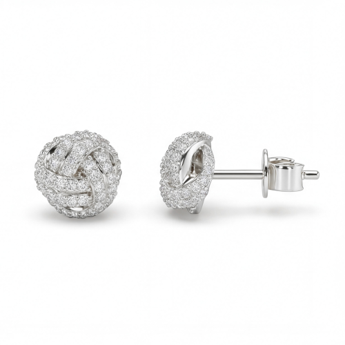 Cluster Spheres - Brincos de espigão em moissanite com cravação em pavé