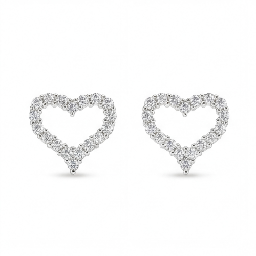 Corazon - Brincos de espigão em moissanite com cravação em pavé em forma de coração