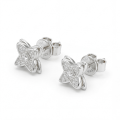 Sparkling Flowers - Brincos de espigão em moissanite com cravação em pavé