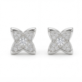 Sparkling Flowers - Brincos de espigão em moissanite com cravação em pavé