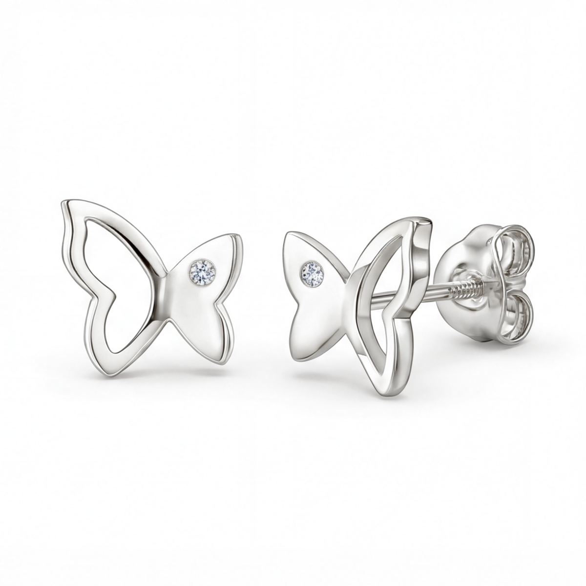 Butterfly Beauty - Brincos de espigão com moissanite