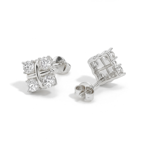 Moissanite Quadrants - Brincos de espigão em moissanite