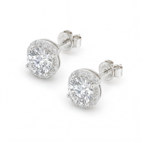 Divine Dots - Brincos de espigão em moissanite