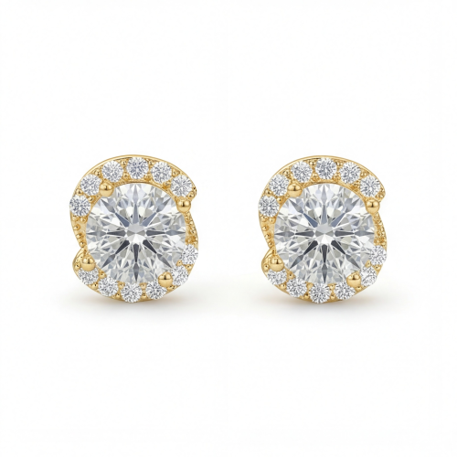 Divine Dots - Brincos de espigão em moissanite
