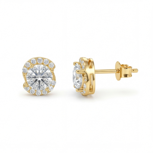 Divine Dots - Brincos de espigão em moissanite