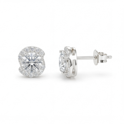 Divine Dots - Brincos de espigão em moissanite