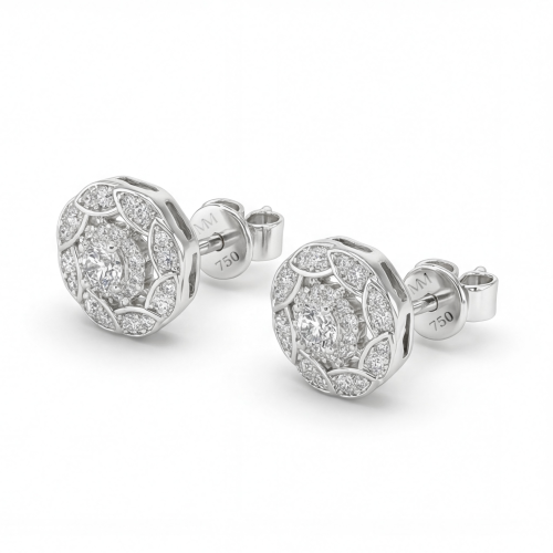 Double Halo - Brincos de espigão de moissanite com cravação em halo