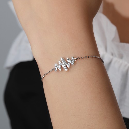 Spiralux - Pulseira ajustável em moissanite com desenho de um símbolo em pavé