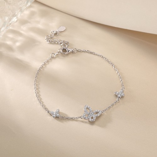 Orchidea - Pulseira em moissanite de talhe navette com motivos florais