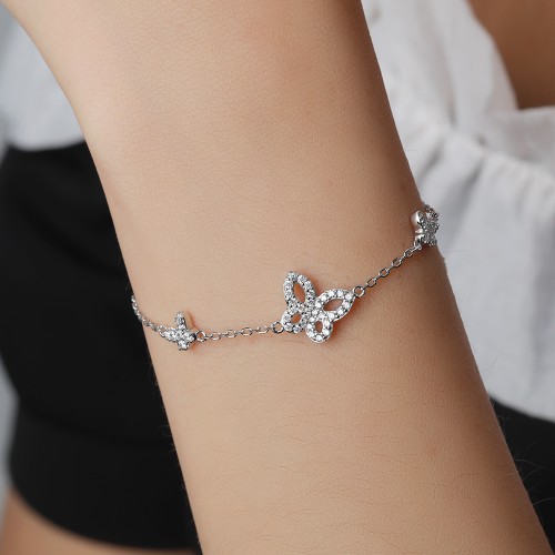 Orchidea - Pulseira em moissanite de talhe navette com motivos florais
